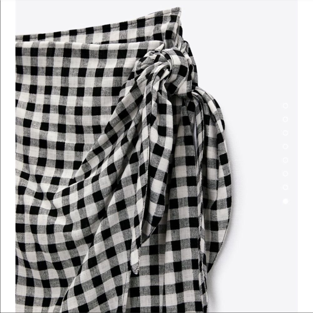 Zara Gingham Wrap Skirt Black/white color - Picture 9 of 11